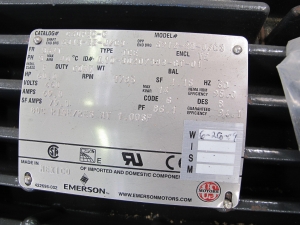 MOTOR, ELECTRIC TYPE, 60 HORSEPOWER, 460VAC, 3PH, 60HZ ELEC RATING, 1785 RPM, 364T FRAME, 70 AMPS, TEFC ENCLOSURE, CONT DUTY, 1.15 SERVICE FACTOR. INSULATION CLASS F, 40 DEG C AMBIENT, NEMA DESIGN B, NEMA CODE F. 60 WATTS, 120 VAC SPACE HEATER, PART # AU84 (W-44) LOADING & HANDLING FEE $15-